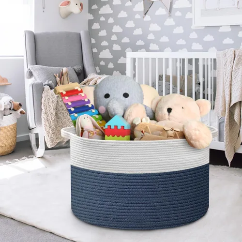 Miniatura 6 de MEGASKET Cesta de cuerda extra grande, cesta de almacenamiento de mimbre tejida XXXL, organizador y almacenamiento de juguetes para habitación