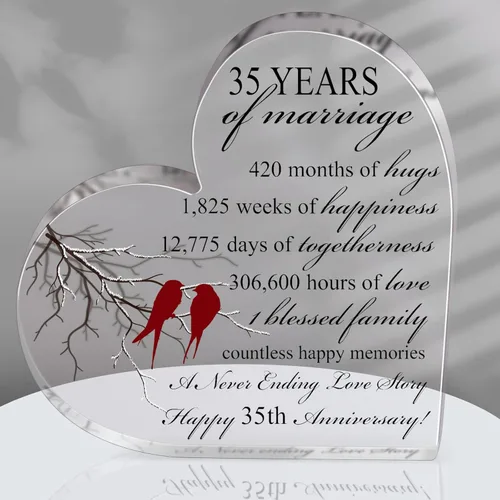 Miniatura 18 de Qunclay Regalo de 10 años de matrimonio Recuerdo de aniversario de boda Corazón Recuerdo de matrimonio Decoración Regalo para pareja padres mujeres