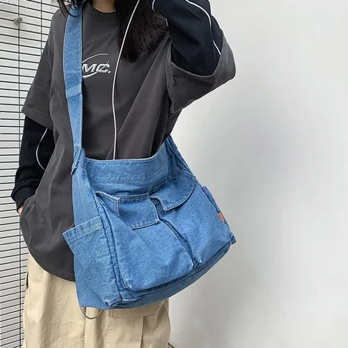 Miniatura 3 de Bolso cruzado bohemio hipster hobo bohemio hippie de lona, bolso de mano estético, bolso grande de hada grunge