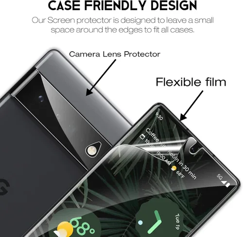 Miniatura 3 de LK Protector de pantalla de TPU flexible diseñado para Google Pixel 6 Pro (no de vidrio) + 2 protectores de lente de cámara de vidrio templado