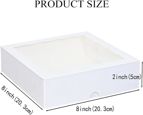 Miniatura 7 de RomanticBaking 15 cajas de panadería de 8 x 8 x 2 pulgadas con ventana, cajas de galletas cubiertas de chocolate, caja de fresas para panadería