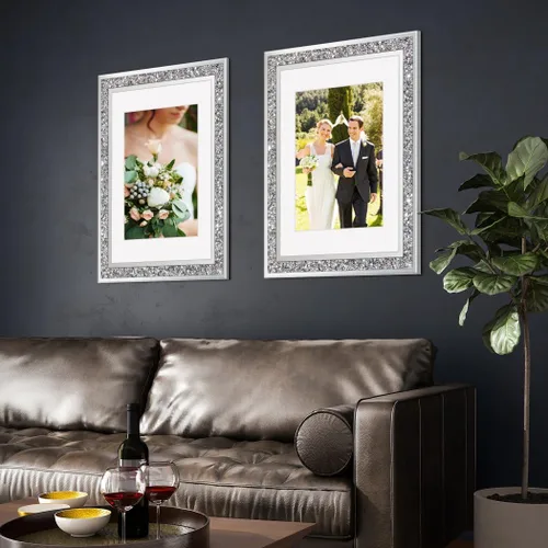 Miniatura 5 de ALLARTONLY Gran Marco de Fotos con Espejo 16x20 Pulgadas con Mate a 11x14 Pulgadas, Diamante Triturado Bling Purpurina para Decoración del Hogar, 2
