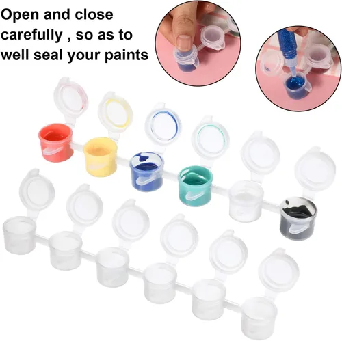 Miniatura 7 de 24 tiras y 144 macetas vacías para pintura acrílica, contenedor de almacenamiento con tapa, suministros para manualidades, aulas, escuelas