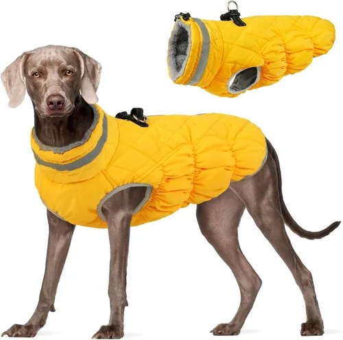 Miniatura 14 de FUAMEY - Chaqueta de invierno para perro, chaleco acolchado con arnés, ropa cálida para mascotas, abrigo con cremallera, impermeable, para perros