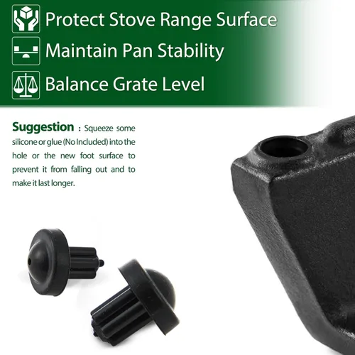 Miniatura 4 de 5304475129 Piezas de repuesto para patas de goma de rejilla para estufas de gas Frigidaire, rejilla de estufa Frigidaire, patas de goma para estufas