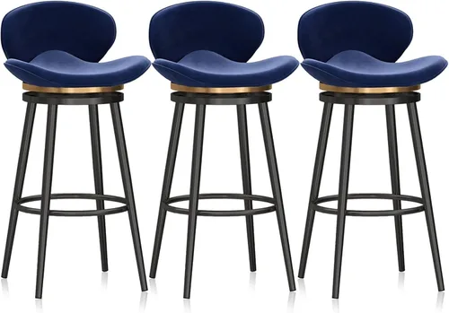 Miniatura 16 de Taburete de bar moderno con Patas de Metal Negro, giratorio de 360 grados, cómodo y tapizado, ideal para el hogar, bar, cocina, isla, comedor o Pub