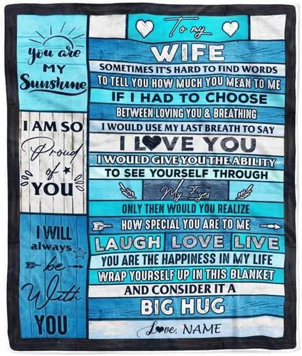 Miniatura 34 de Manta personalizada con texto en inglés «To My Wife from Husband When I Tell You I Love You Wife», manta de forro polar personalizada