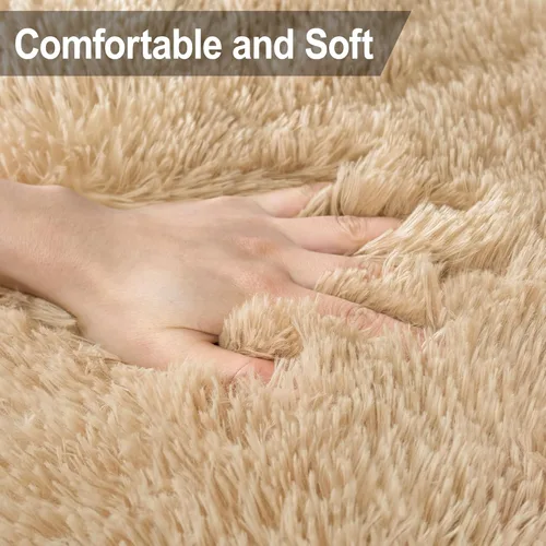 Miniatura 5 de Alfombras de pasillo beige de 2 x 6 pies para dormitorio, sala de estar, alfombra de felpa suave y esponjosa, alfombra de pasillo para pasillos