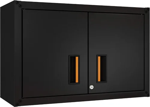 Armario de almacenamiento flotante listo para montar – Armario de garaje de montaje en pared con 2 puertas, capacidad de estante de 44 libras,