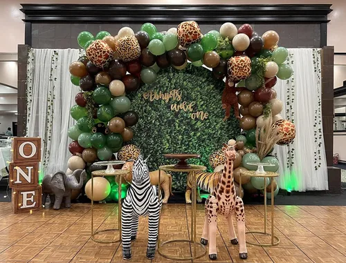 Miniatura 2 de Leowefowa Cubierta de fondo redonda de hojas verdes de 6.5 pies, cubierta de telón de fondo circular de césped para safari, baby shower, revelación