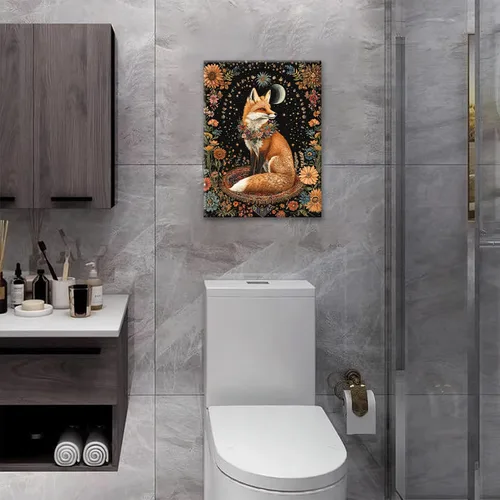 Miniatura 8 de Lienzo decorativo para pared, diseño de zorro, diseño bohemio de animales para cocina, sala de estar, dormitorio, baño, oficina, zorros, pintura
