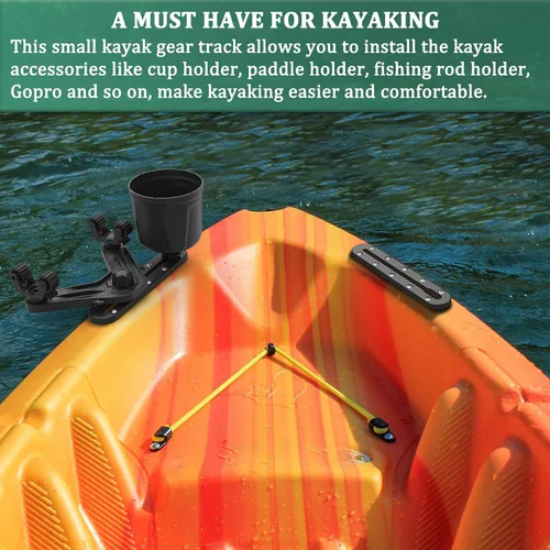 Miniatura 5 de Huntury Pista de kayak, pista de perfil bajo para kayak, riel de kayak, pista de montaje de accesorios de kayak, pista de engranajes de kayak
