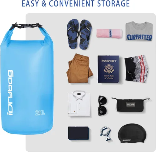 Miniatura 4 de IDRYBAG Bolsa seca transparente impermeable 2L/5L/10L/15L/20L, pequeña bolsa impermeable para kayak