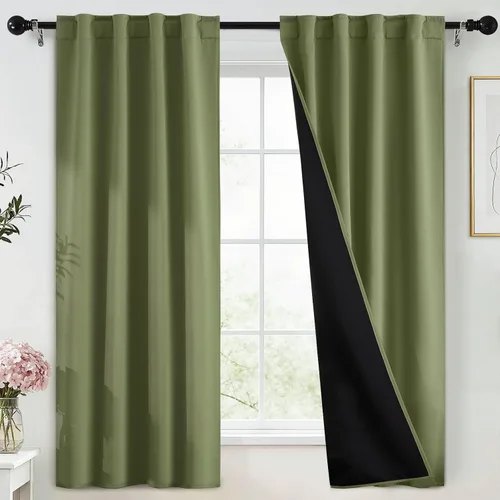 Miniatura 363 de Yakamok Cortinas negras, cortinas de ventana con aislamiento térmico y eficiencia energética para dormitorio, cortinas opacas completas y cortinas