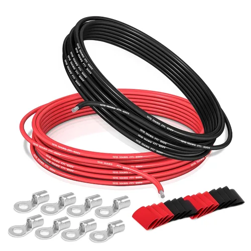 Miniatura 11 de Cable eléctrico 4 AWG calibre 4 UL1015, longitud de 19.7 pies (9.84 pies negro y 9.84 pies rojo), cable de cobre estañado, adecuado para sistemas