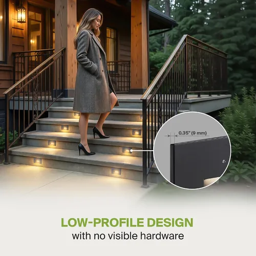 Miniatura 4 de ASD Lámpara LED empotrable para escalones, iluminación para peldaños de escalera exterior del atardecer al amanecer 3CCT, fotocélula, impermeable