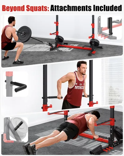Miniatura 7 de YOLEO Smith Machine & Squat Rack Combo, Multi-Functional Power Racks with Adjustable Width & Pull-Up Bar, Cable Crossover Power Cage, Independent