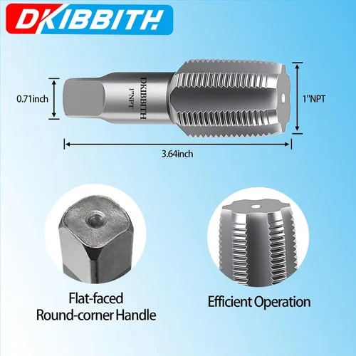Miniatura 2 de DKIBBITH Grifo de tubo NPT de 2,54 cm de acero al carbono herramienta manual de rosca para diversos fontaneros, mecánicos, bricolaje herramientas