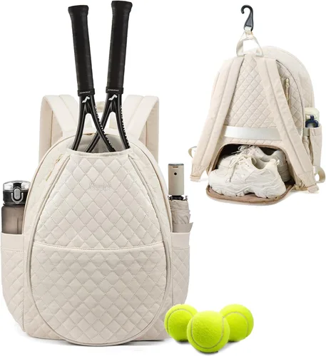 Miniatura 26 de Sucipi Bolsas de tenis para mujeres, Mochila bolsa acolchada para raqueta de tenis para raqueta de tenis, palas de pickleball, bádminton Negro