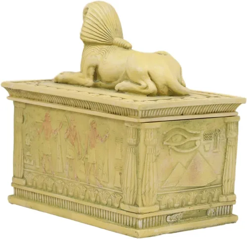 Miniatura 4 de Ebros - Caja rectangular decorativa con acabado arenisca de 4.25 pulgadas de largo, monumento clásico de Egipto, androesfinge con deidades