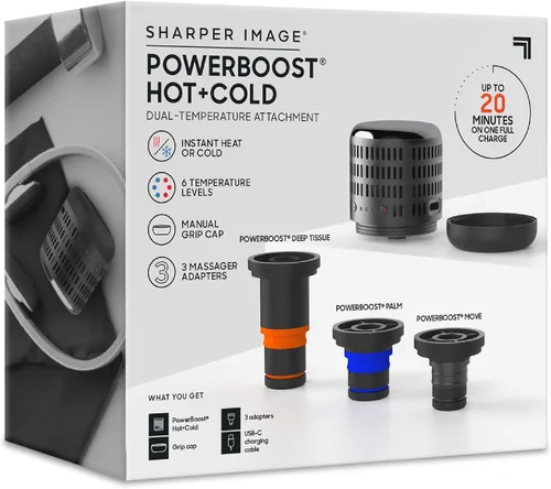 Miniatura 8 de Sharper Image® Powerboost Accesorio de Pistola de Masaje de Doble Temperatura Caliente + Fría - Calor y Frío Instantáneos, 6 Niveles de Temperatura