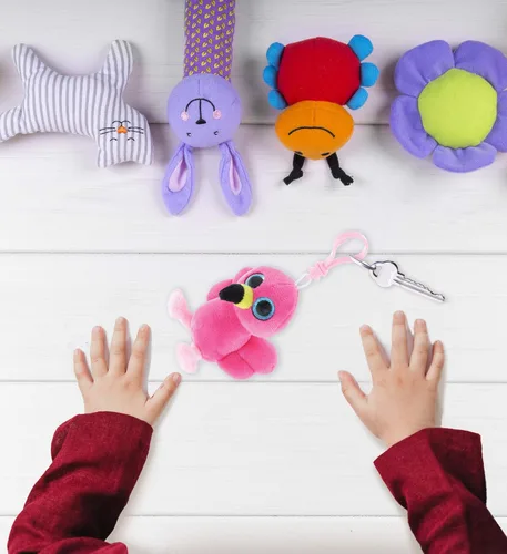 Miniatura 6 de DolliBu Big Eye - Llavero de peluche de flamenco rosa, llavero de flamenco de peluche, llavero de animal esponjoso para mochila o bolso, llavero
