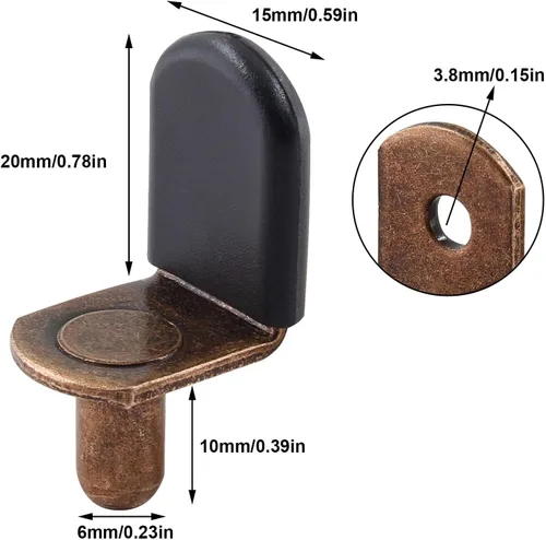 Miniatura 2 de Biaungdo 30 clavijas de soporte para estantes, clips en forma de L de 1/4 pulgadas con funda de goma, clavijas de estante de gabinete