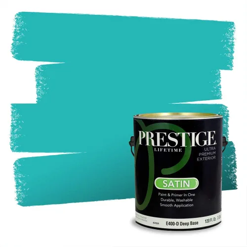 Miniatura 137 de Prestige Paints - Pintura exterior e imprimación en uno, 1 galón, plano, compatibilidad comparable con el color menta «Whipped Mint» de Behr