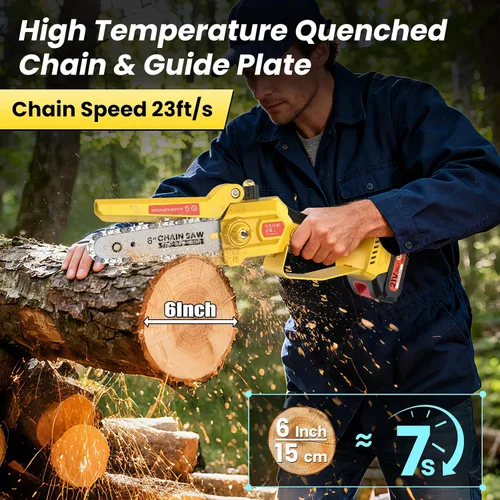 Miniatura 5 de Sierras de poste eléctricas 2 en 1 para recortar árboles, mini motosierra inalámbrica de 6 pulgadas con poste de extensión, sierra de cadena