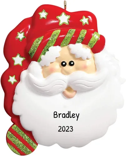 Adornos de Navidad personalizados 2025 – Adornos de cabeza de Papá Noel, con sombrero de dormir, recuerdo para árbol