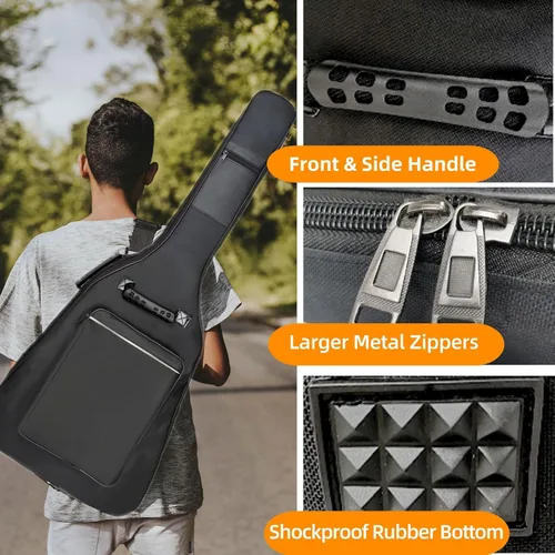 Miniatura 4 de GIGKOUKI Funda para guitarra acústica de 40 y 41 pulgadas, suave bolsa acolchada de 0.35 pulgadas, bolsa de guitarra impermeable clásica con lazo