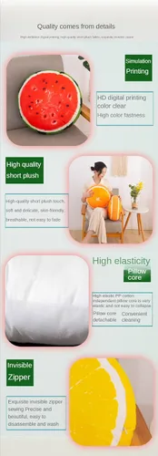 Miniatura 7 de Fruit Pillow Home - Cojín redondo con forma de cojín de felpa (13 pulgadas, marrón, estaca)