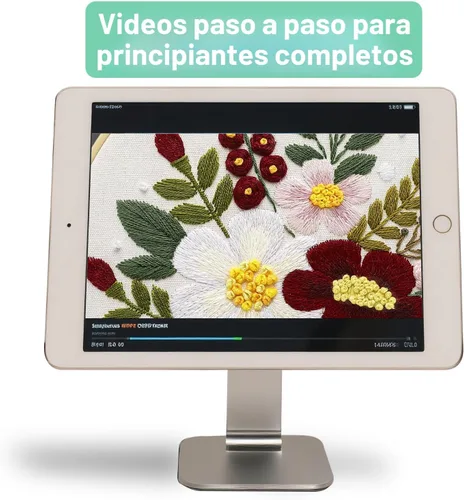 Miniatura 4 de Bonroy 4 juegos de kit de bordado para principiantes de manualidades artísticas de costura fácil incluye ropa de bordado con patrón, aro, manual