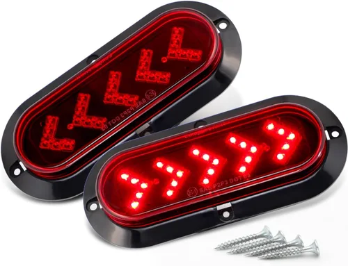 TMH (Paquete de 2) Luces LED de Cola de Flecha Roja de 6 Pulgadas Ovaladas con 25 LED, Señal de Giro Montadas en Superficie, Compatibles con Rojo