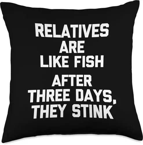 Miniatura 5 de Funny Family Gifts & Funny Family Designs Relatives are Like Fish (After Three Days, They Stink) Divertida almohada, 16 x 16 pulgadas, multicolor