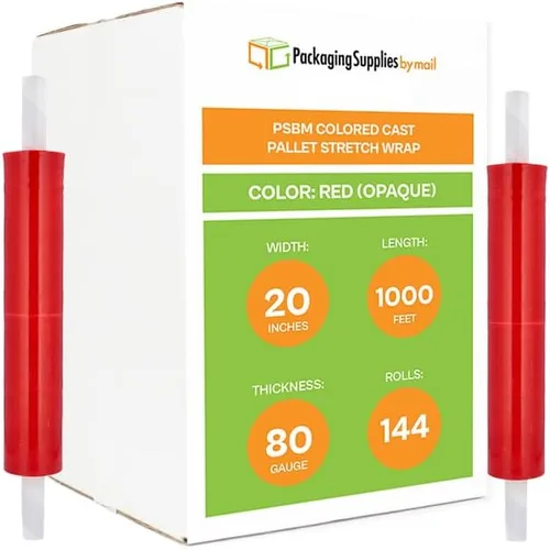 Miniatura 32 de PSBM - Película elástica negra con asas de núcleo extendido, 1 rollo de 20 pulgadas x 1000 pies, calibre 80, película retráctil de resistencia