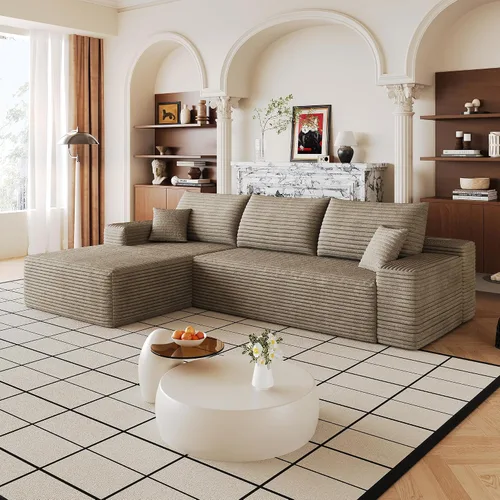 Miniatura 10 de Sofá modular Cloud de 107 pulgadas, sofá modular en forma de L con diván de gran tamaño orientado hacia la izquierda, sofá de pana de asiento