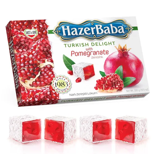 Miniatura 11 de Hazer Baba - Caramelos turcos, sabor a granada y zereshk, 16 onzas (paquete de 1), caja de aperitivos gourmet, aperitivo tradicional, vegano, lokum