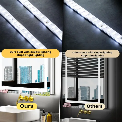 Miniatura 2 de LOAAO Espejo de baño LED de 40 x 36 pulgadas con luces, antiniebla, regulable, retroiluminación RGB + iluminación frontal, espejo de tocador de baño