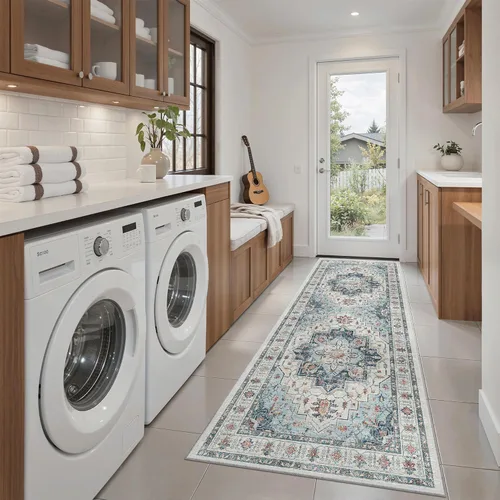 Miniatura 816 de Madane Tapete lavable de 2 x 10 pies para pasillo, cocina, recibidor, clásico, suave, antideslizante para interiores, casa de campo, baño, sala