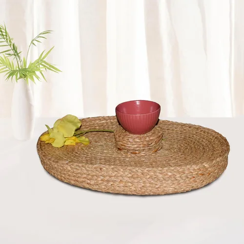 Miniatura 15 de Juego de 6 manteles individuales ovalados ART pinecone – Manteles tejidos estilo bohemio para granja, para mesa de comedor para 6, decoración