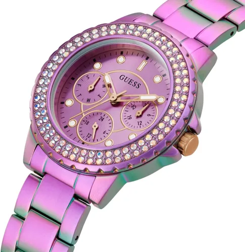 Miniatura 3 de GUESS Ladies Sport Crystal Multifunction 36mm Watch White Dial Rose Gold-Tone Stainless Steel Case with Blue Silicone Strap