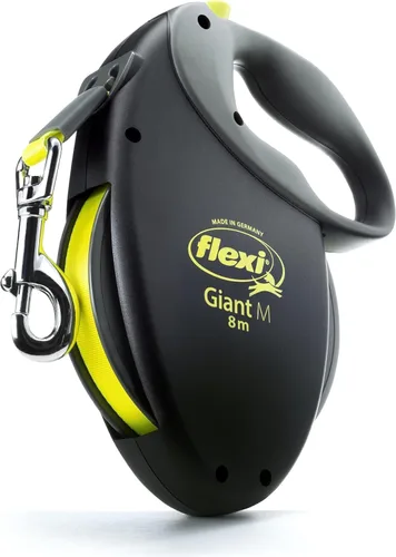 FLEXI Correa Retráctil Giant Tape para Perros Medianos de Hasta 55 libras – 26 pies, Negro | Correa para Caminar Mascotas Sin Enredos con Freno de