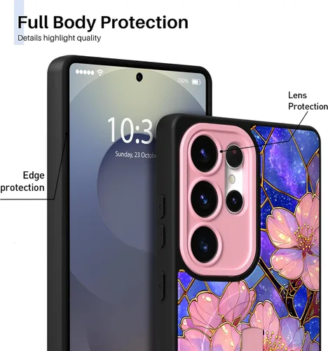 Miniatura 2 de Funda magnética compatible con Samsung Galaxy S25 Ultra para mujeres y hombres, estética flor de durazno, correa de muñeca ajustable incorporada