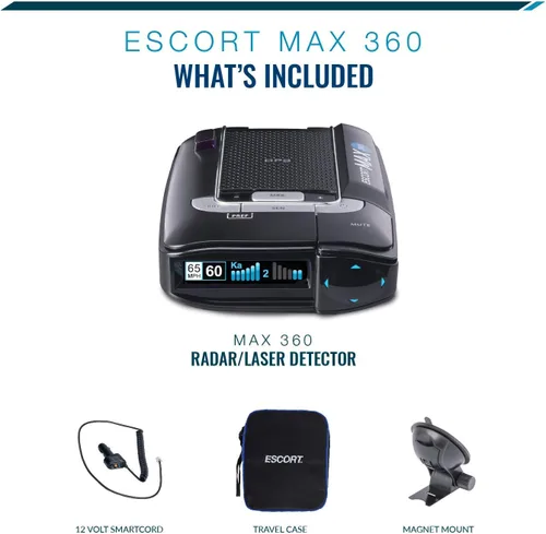 Miniatura 9 de Detector de radar láser Escort MAX 360 - GPS, alertas direccionales, antena dual delantera y trasera, conectividad Bluetooth, alertas de voz