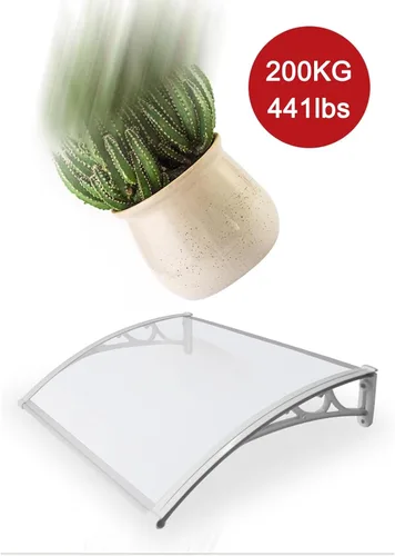 Miniatura 6 de Toldo de aleación de aluminio para puerta delantera, toldo para exteriores, toldo de porche, cubierta de policarbonato transparente silenciosa