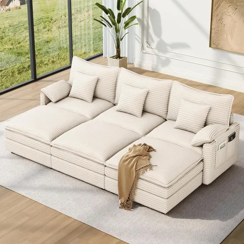 Miniatura 66 de Vesgantti 2 Piece Loveseat & 3 Seater Sofa Set, Modular Cloud Couch, Beige
