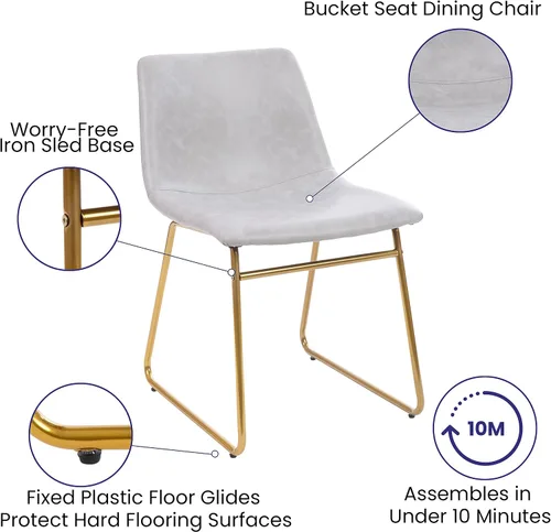 Miniatura 5 de Flash Furniture Butler LeatherSoft - Juego de 2 sillas de altura para mesa de comedor de 18 pulgadas, estilo moderno de mediados de siglo