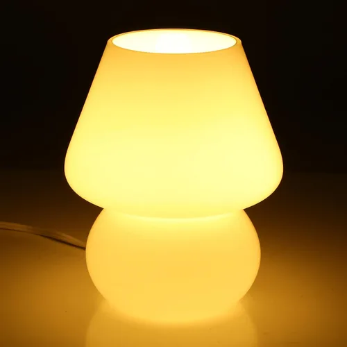 Miniatura 7 de Lámpara de hongo, lámpara de mesa de noche de cristal de hongo, translúcida, estilo Murano vintage, a rayas, pequeña mesita de noche, lámpara