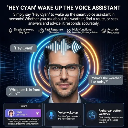 Miniatura 3 de Gafas Inteligentes AI para Vlogging y Fotografía - Gafas de Cámara de Grabación 4K con Estabilización AI, Bluetooth 5.3, Audio Integrado